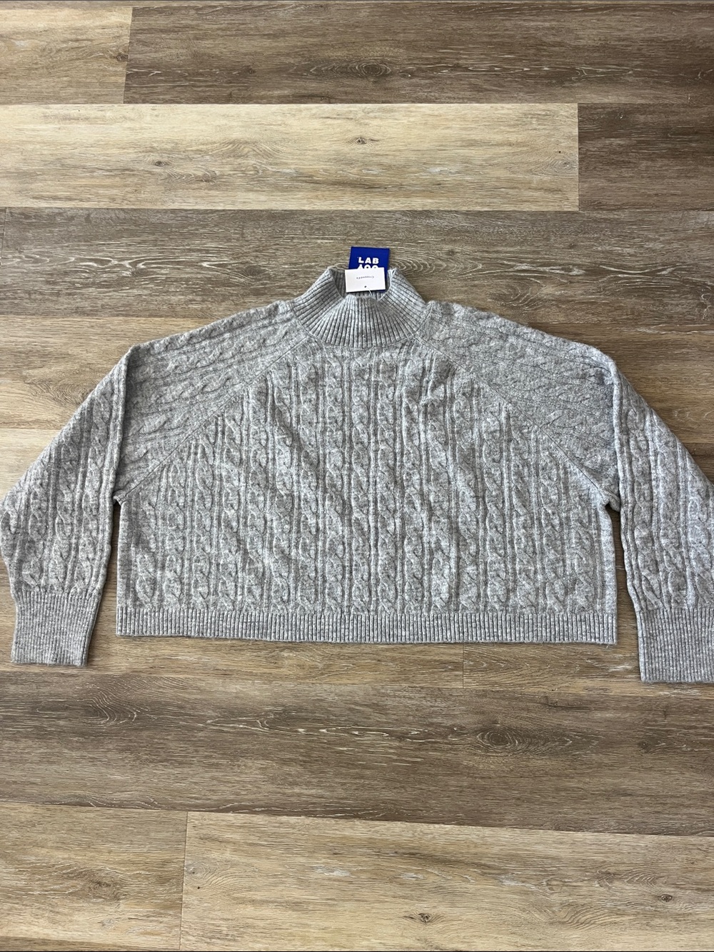 NWT JoyLab Women's Long Sleeve Cropped Fit High Neck Sweater Grey Size XXL